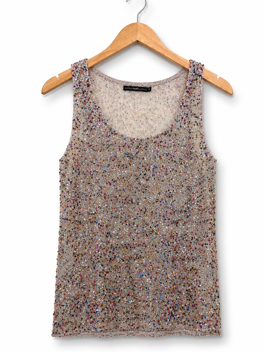 Azel Hazel | Sheer Beaded Sequin Y2K Festival Cami Tank Top Small